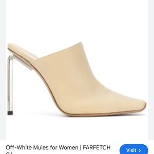 Off-White Cream Mules with Silver Heel